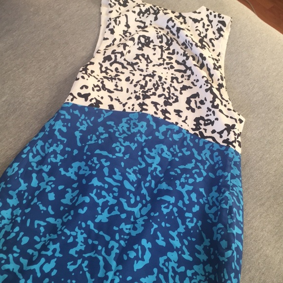 House of CB Dresses House Of Cb Two Tone Blue White Retro Low Back Midi Dress Poshmark